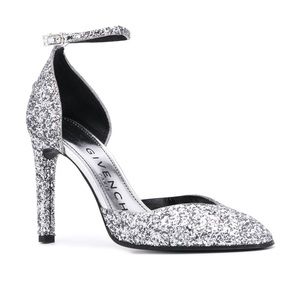 NWT - Givenchy Silver Glitter Leather Pumps